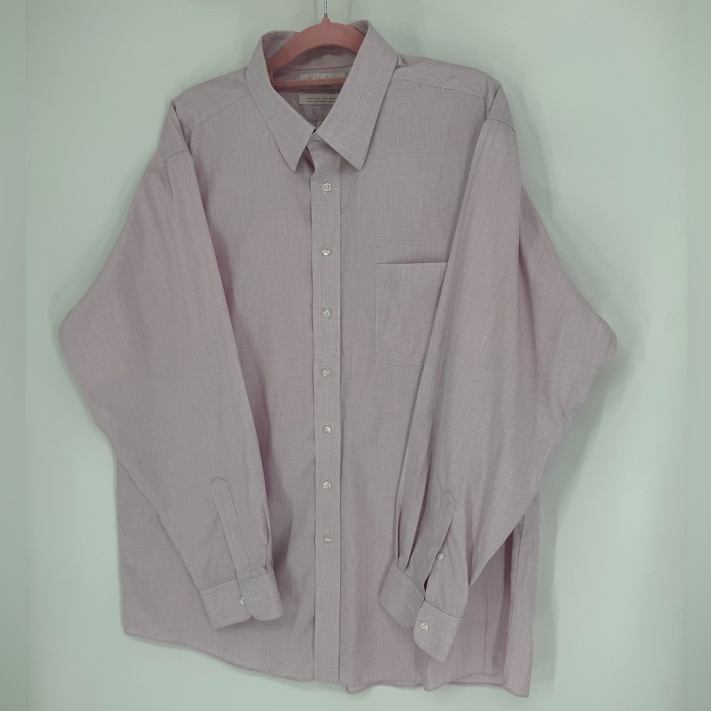 Roundtree & Yorke Gold Label Men's Pink and White Button Down Shirt Size 18/36